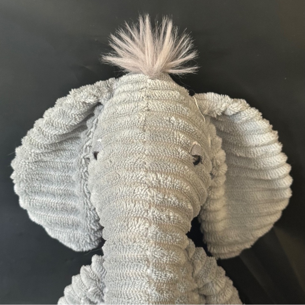 Jellycat Unisex Baby Large Corduroy Gray Elephant Plush EUC - Picture 2 of 8